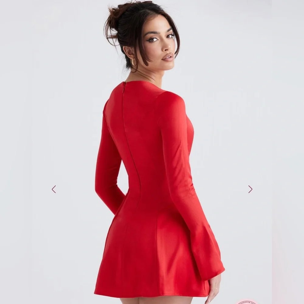House of CB Sacha Satin Mini Dress in Red Size XL - Picture 6 of 13